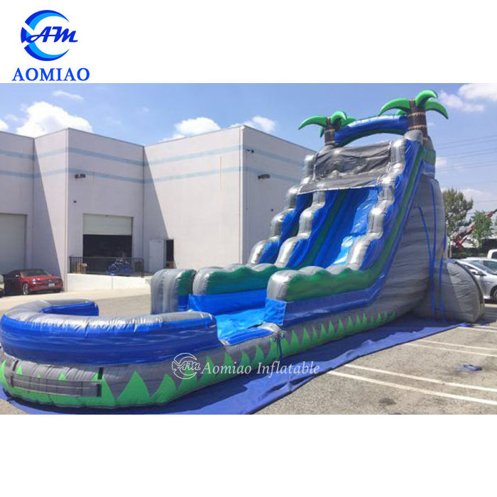 Outdoor Giant Caribbean Storm Inflatable Water Slide Slip N Slide With Pool