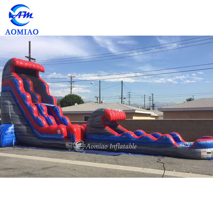 Outdoor Giant Caribbean Storm Inflatable Water Slide Slip N Slide With Pool