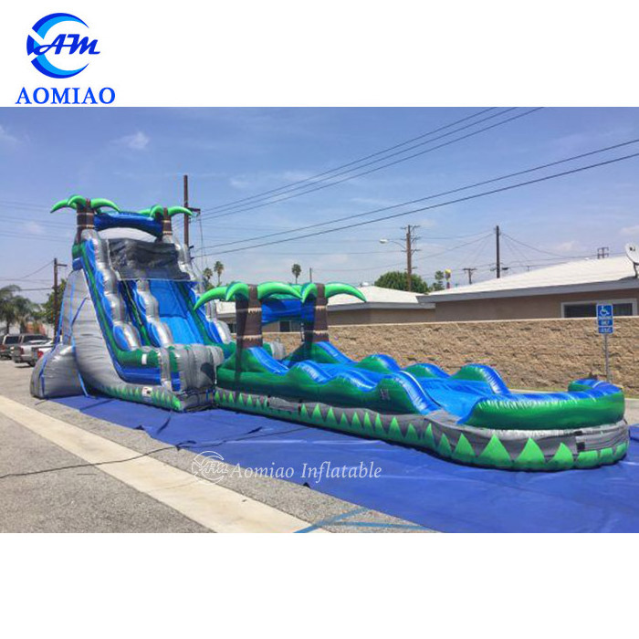 Outdoor Giant Caribbean Storm Inflatable Water Slide Slip N Slide With Pool