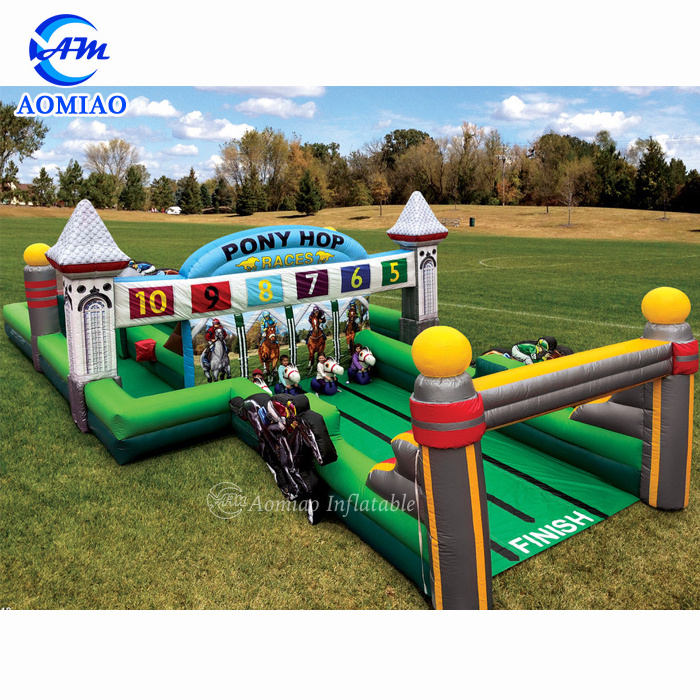 4 Lane Inflatable Derby Race Pony Hops Track For Kids Or Adults