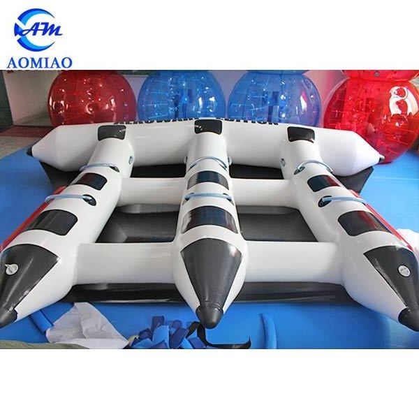 Amazing inflatable fly fish water game banana boat 0.9mm PVC pedal boat for sale