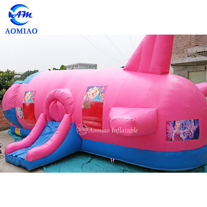 Airplane girls pink bounce house inflatable jumping bouncer