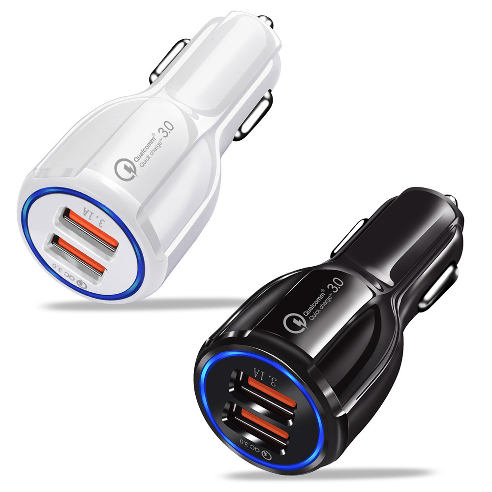 2 Dual Port USB Fast Car Charger 30W  Quick Charge QC 3.0 iPhone Samsung Car Charging for smart mobile