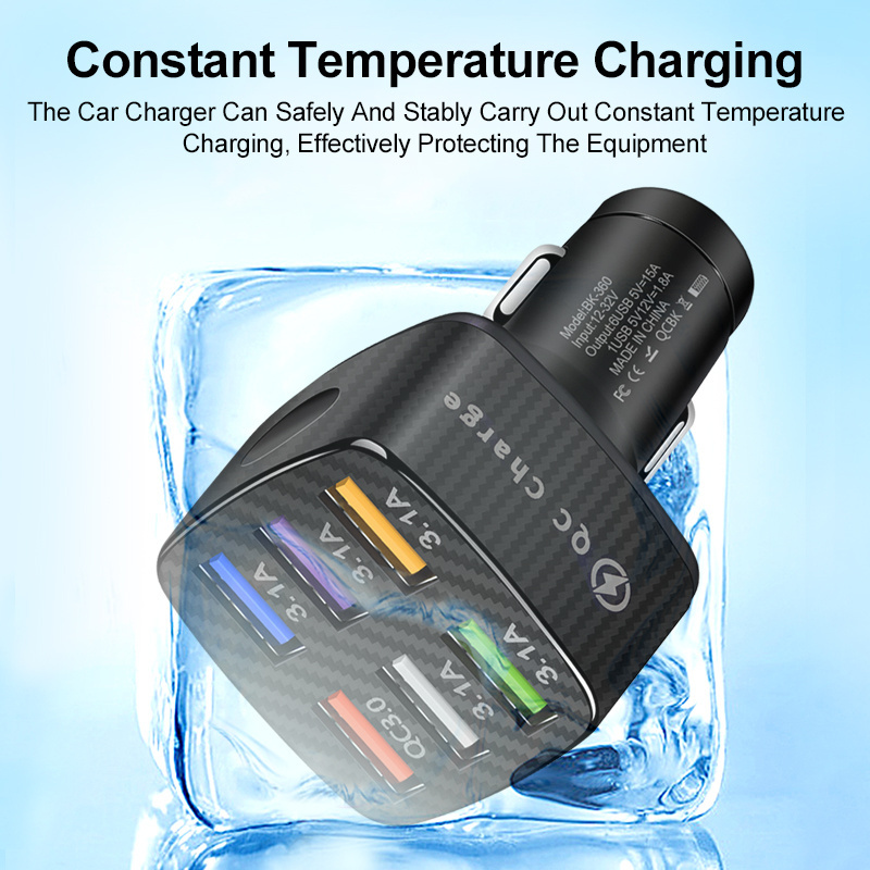 5V/15A Muilt-protection Car Charger Qc3.0 6 Usb Charger Universal Charger for Mobile