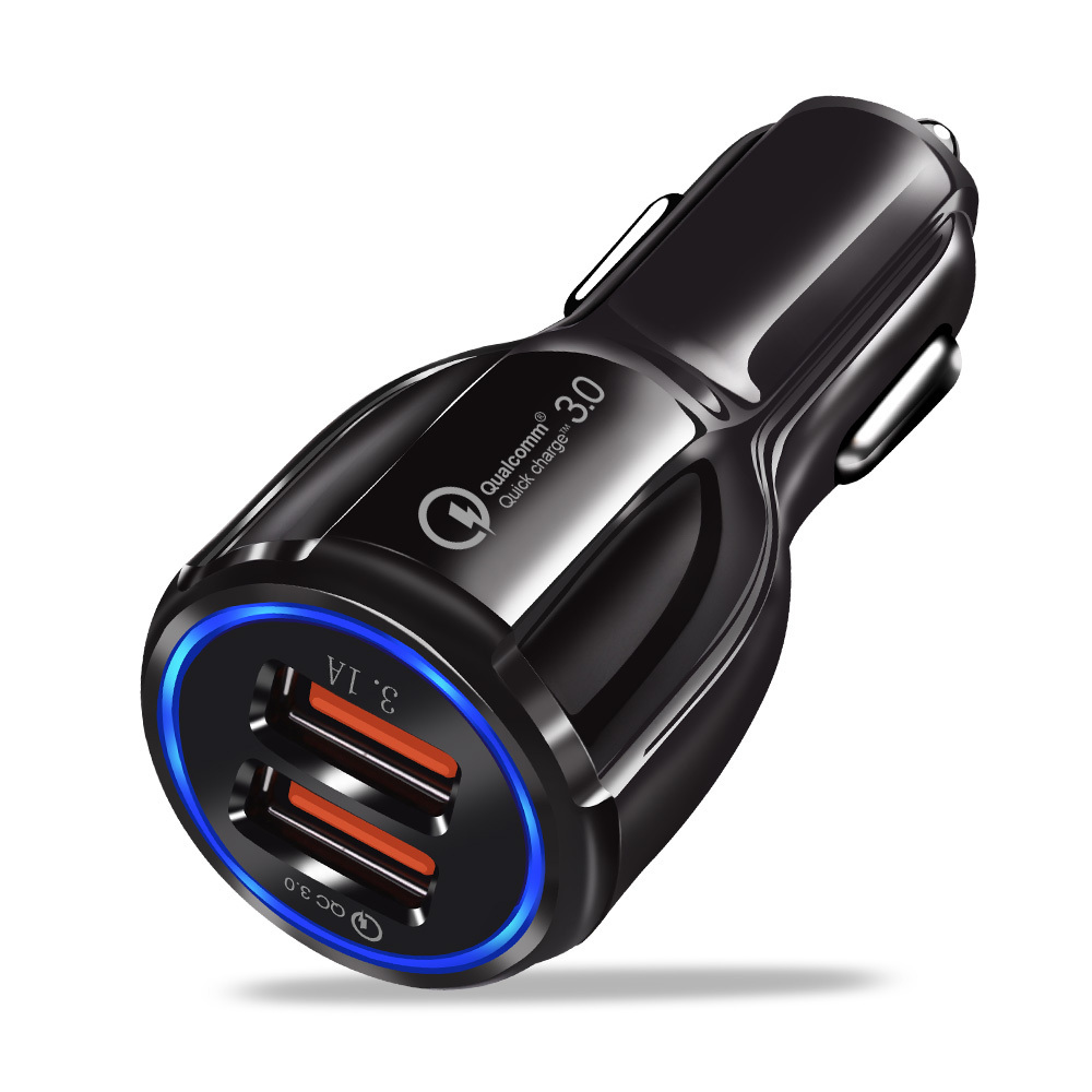 2 Dual Port USB Fast Car Charger 30W  Quick Charge QC 3.0 iPhone Samsung Car Charging for smart mobile