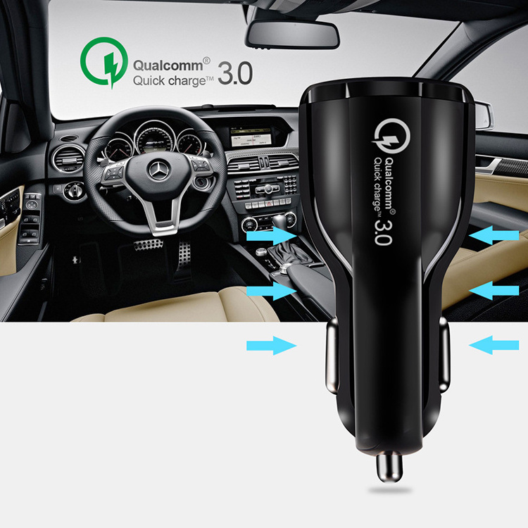 2 Dual Port USB Fast Car Charger 30W  Quick Charge QC 3.0 iPhone Samsung Car Charging for smart mobile