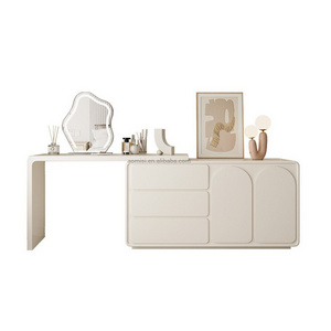 AOMISI CASA Modern solid wood Storage Vanity Dressing Table Makeup Dressers  Mirror with Lights Tocador Bedroom Furniture White