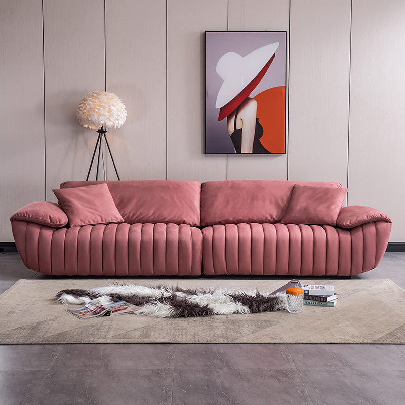 Nordic high-end 3 seater fabric sofa blush pink velvet couch living room sleeper sofa recliner Modern living room furniture