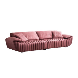 Nordic high-end 3 seater fabric sofa blush pink velvet couch living room sleeper sofa recliner Modern living room furniture