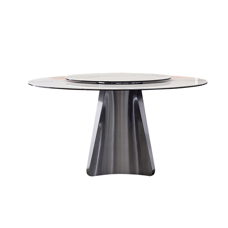 AOMISI CASA Marble Dining Table Furniture Sets Modern With Stainless Steel Base Round Dining Table With Rotating Centre