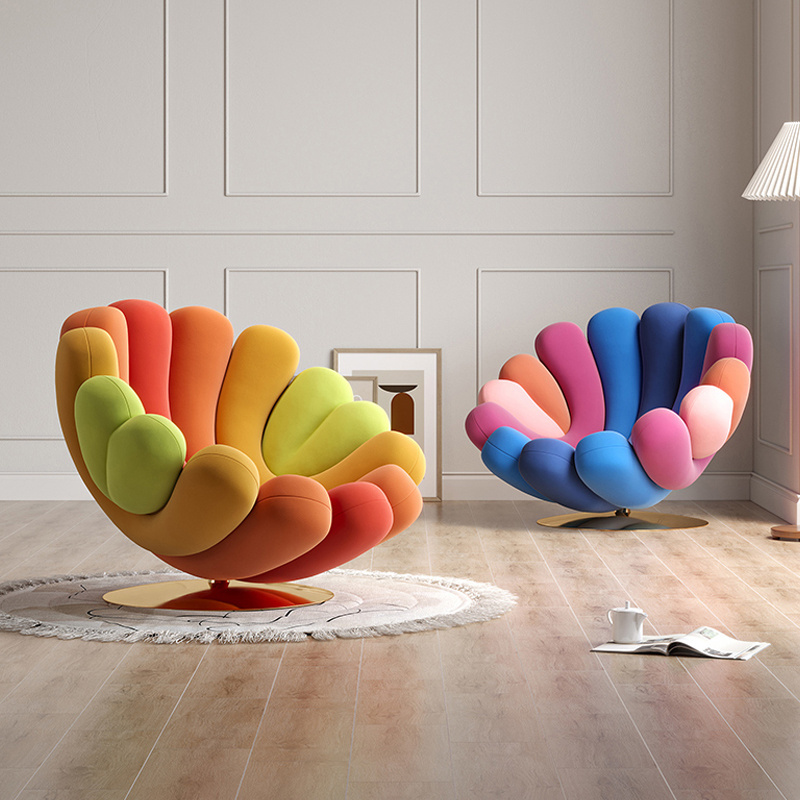 New Italian Design Colorful Hotel Sofa Chair Modern Velvet Fabric Sea Anemone Lounge Chair