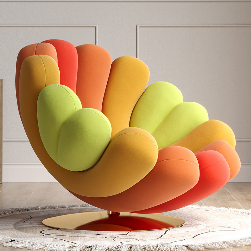 New Italian Design Colorful Hotel Sofa Chair Modern Velvet Fabric Sea Anemone Lounge Chair