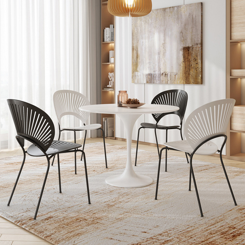 modern  home furniture dining room 4 metal legs armless chairs nordic cafe white and black Simplicity wood chair