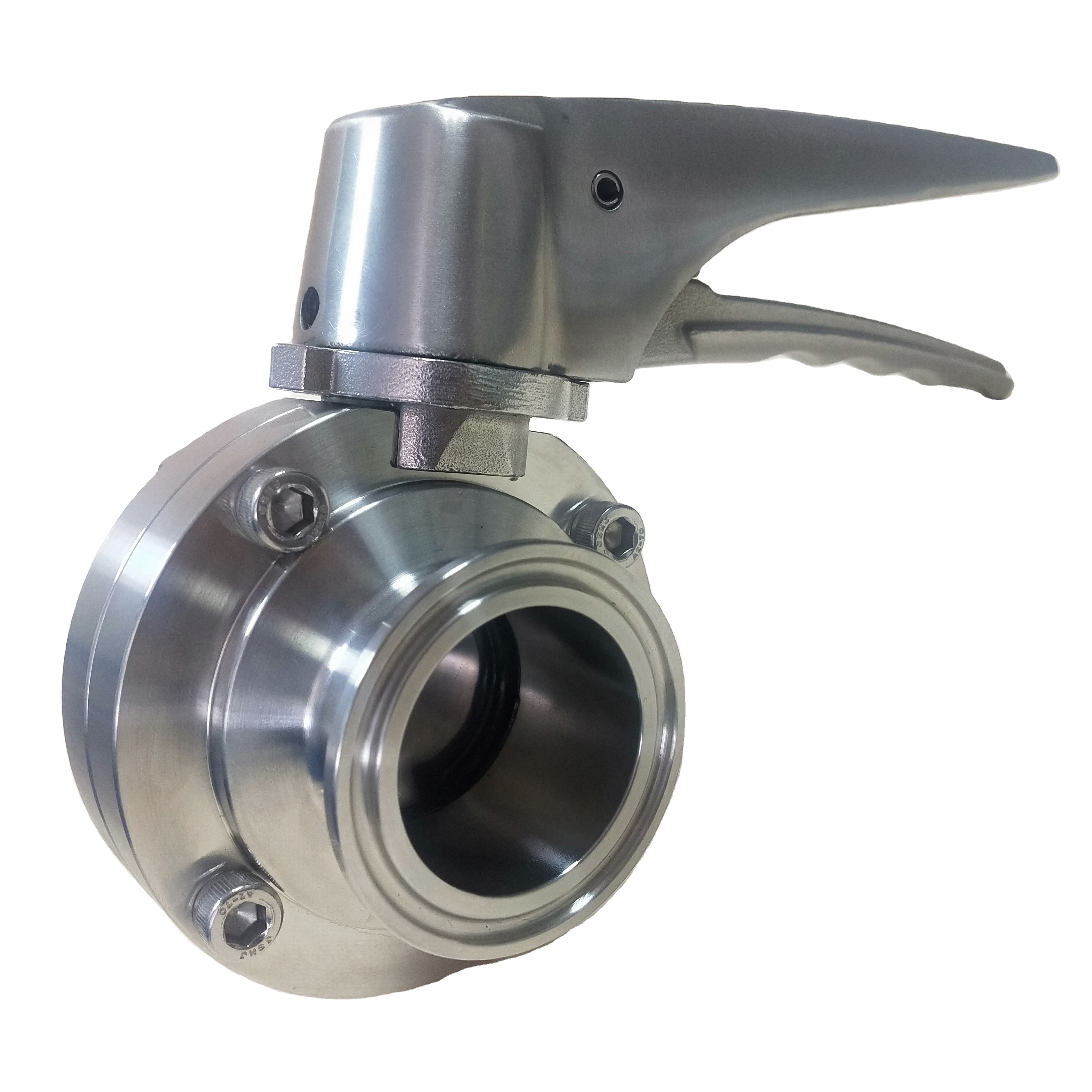 Sanitary  water control  thread stainless steel muti-position duckbill handle valve butterfly valve  dual clamp butterfly valve