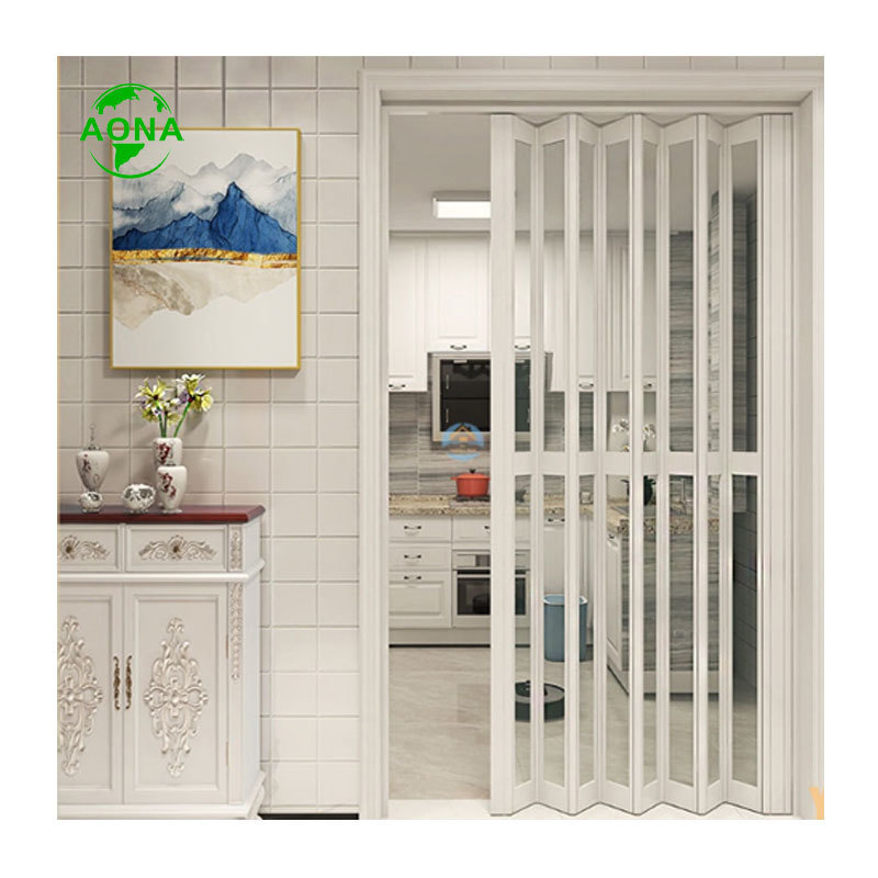 China Manufacturer Generous PVC Sliding Accordion Doors Beautiful Design PVC Folding Door With Lock