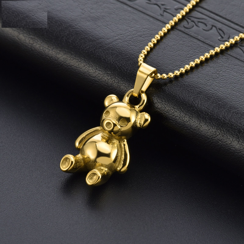 2022 Fashion Jewelry 18k Gold Plated Stainless Steel Bear Necklace Best Gift Chain Bear Necklace for Girls Women fine jewelry