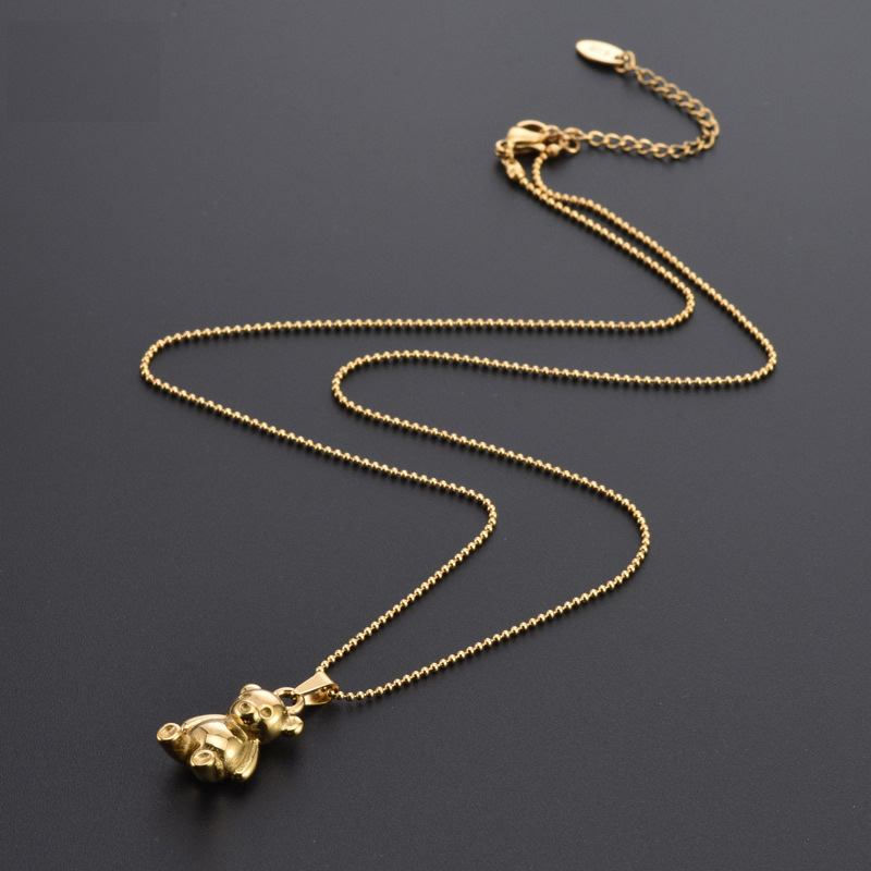 2022 Fashion Jewelry 18k Gold Plated Stainless Steel Bear Necklace Best Gift Chain Bear Necklace for Girls Women fine jewelry