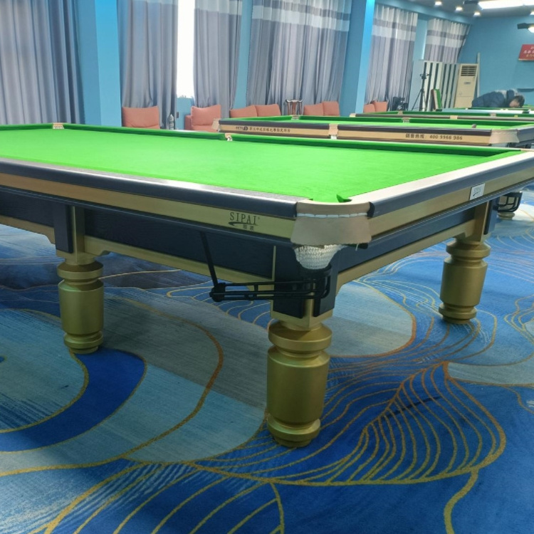 International standard solid wood frame golden slate black 12ft snooker billiard table pool tables