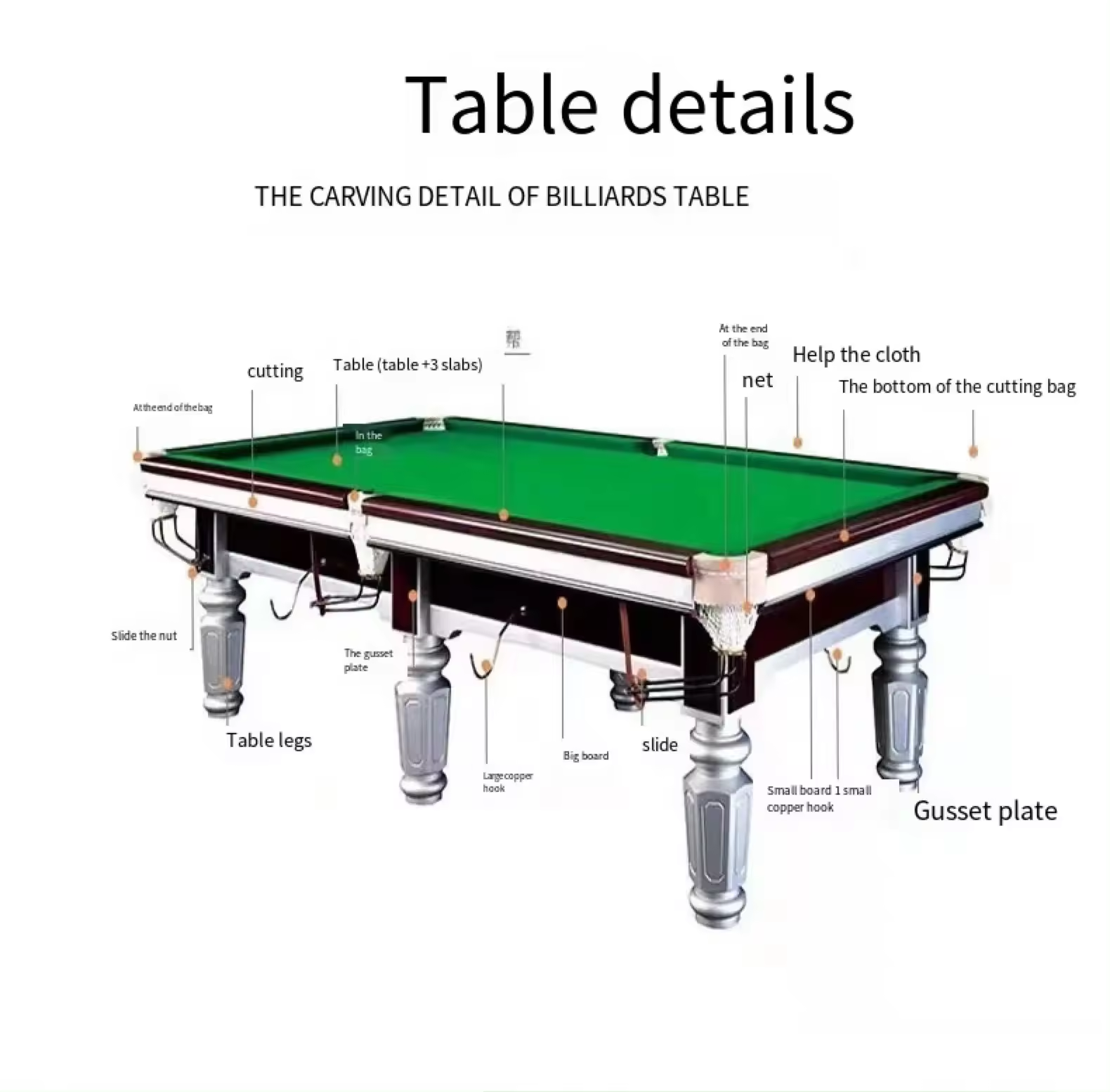 9ft High end Slate Billiard Table/Slate Pool Table