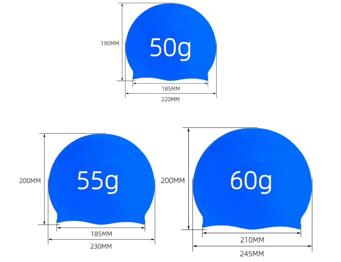 Factory Wholesale Price 50g 55g 60g 100% Silicone Swim Caps Made In China Professional Swimming Cap