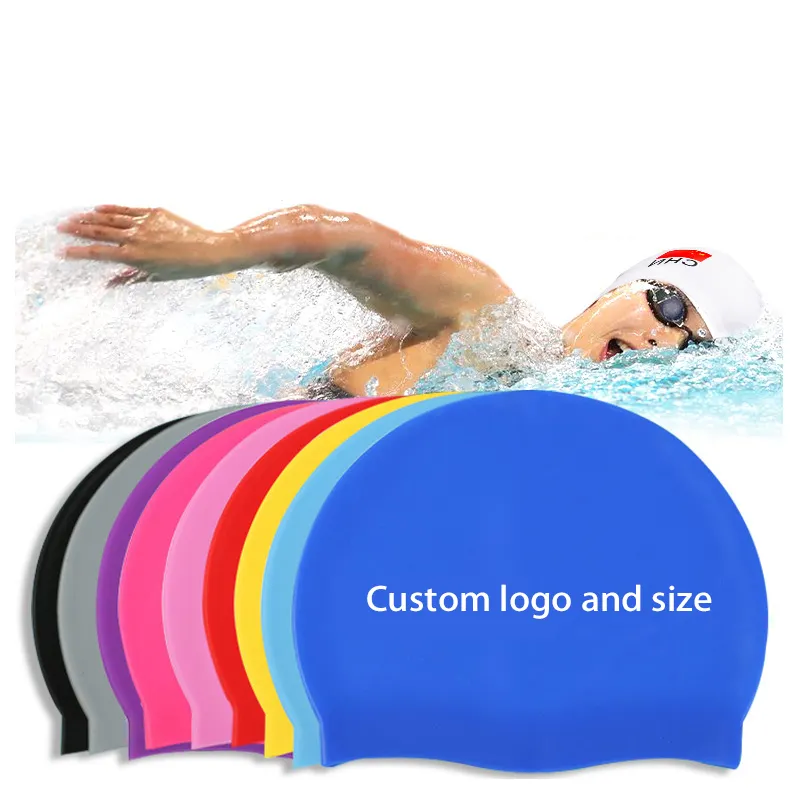 Factory Wholesale Price 50g 55g 60g 100% Silicone Swim Caps Made In China Professional Swimming Cap