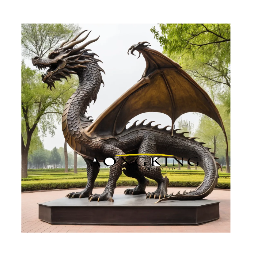 Large Outdoor garden bronze animal sculpture brass Chinese dragon statue for sale