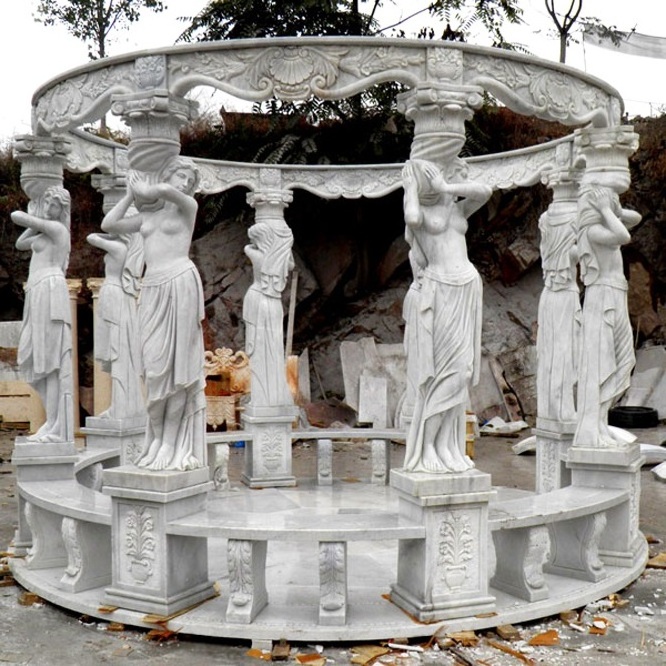 natural white marble stone greek statues marble gazebo sculpture for garden decor