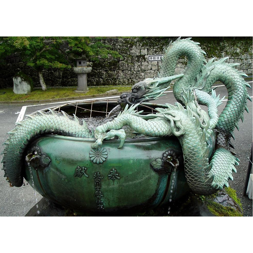 large bronze sculpture art nearby dragon water fountain for outdoor decor