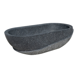 Hand carved simple Natural black marble bathtub like a Shelled egg