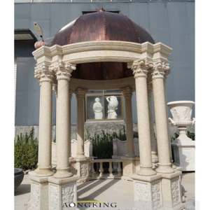 High Quality Round Pavilion Marble Garden Decoration Stone Large Natural Greek Gazebo Outdoor Graphic Design Customized 5 Years