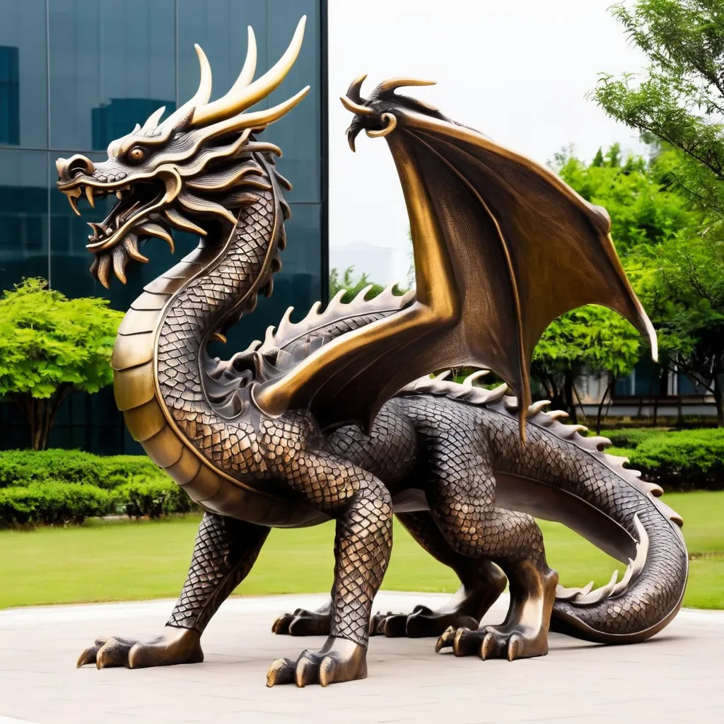 Large Outdoor garden bronze animal sculpture brass Chinese dragon statue for sale