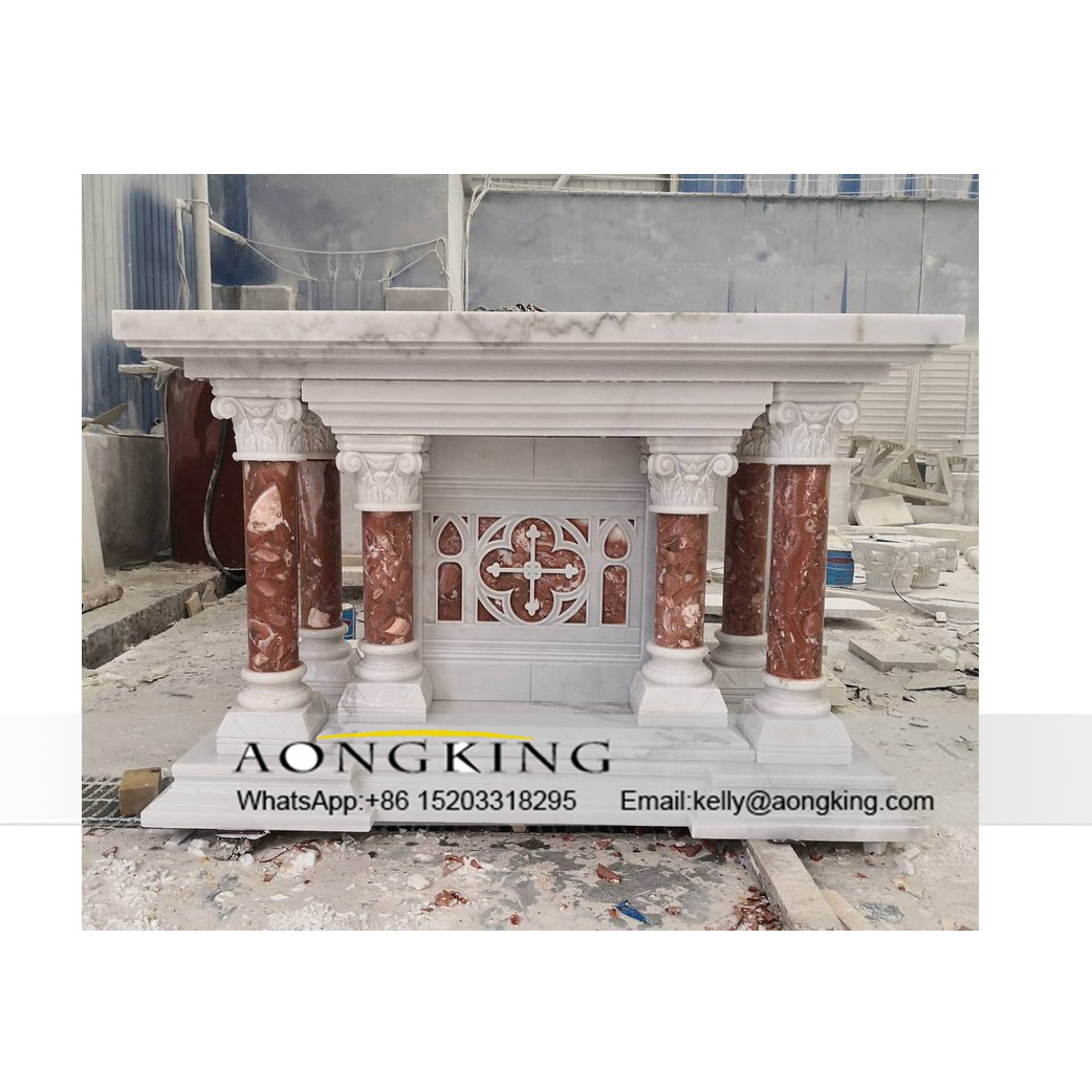 Hand Carved Natural Egypt Cream Marble Altars