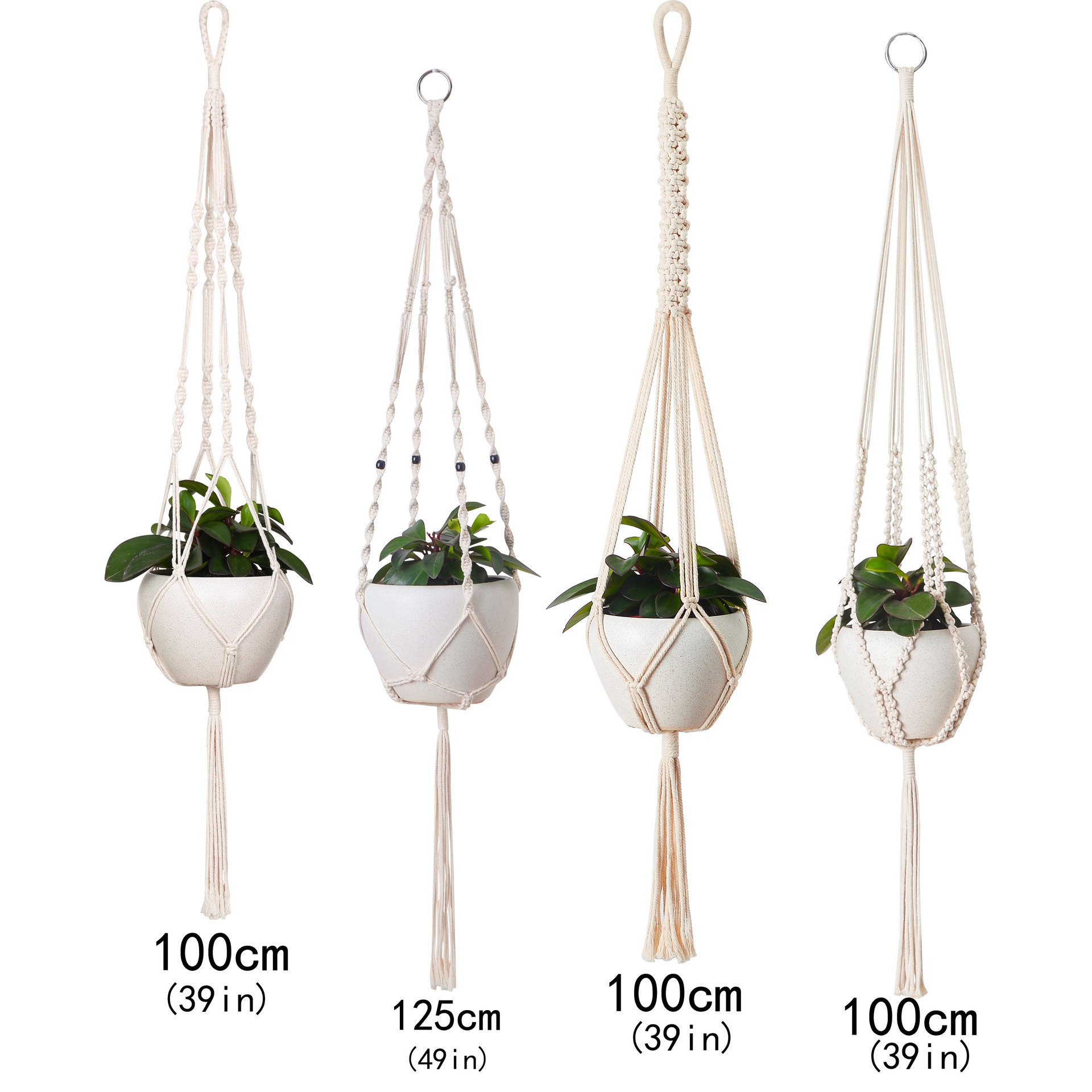 Decorative Boho Macrame Plant Hanger Indoor Hanging Planter Basket with Wood Beads