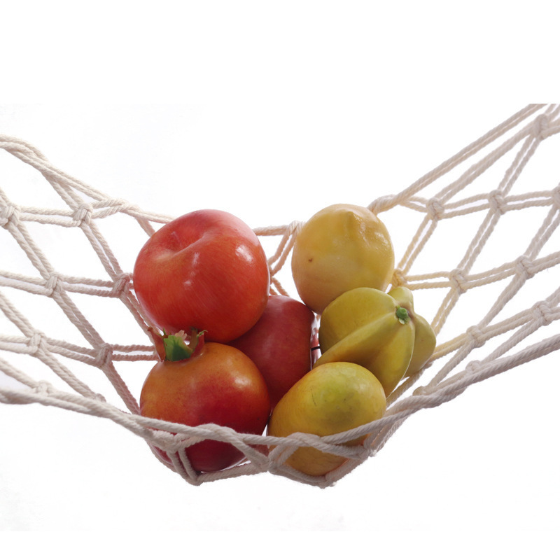 Fruit Storage Hanging Fruit Hammock for Kitchen Under Cabinet, Macrame Fruit Basket with Hooks