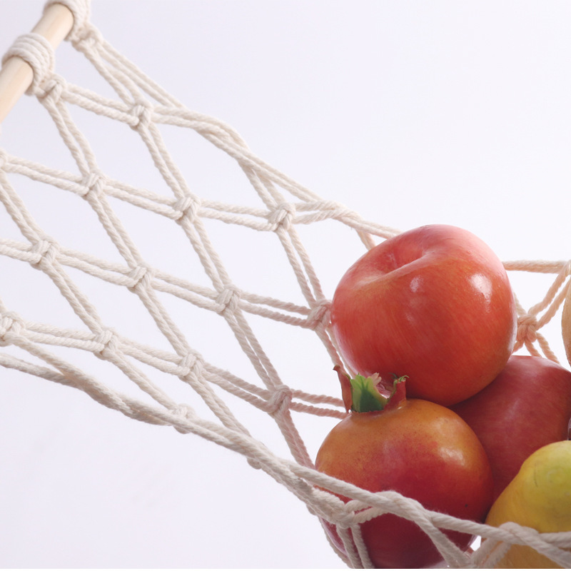 Fruit Storage Hanging Fruit Hammock for Kitchen Under Cabinet, Macrame Fruit Basket with Hooks