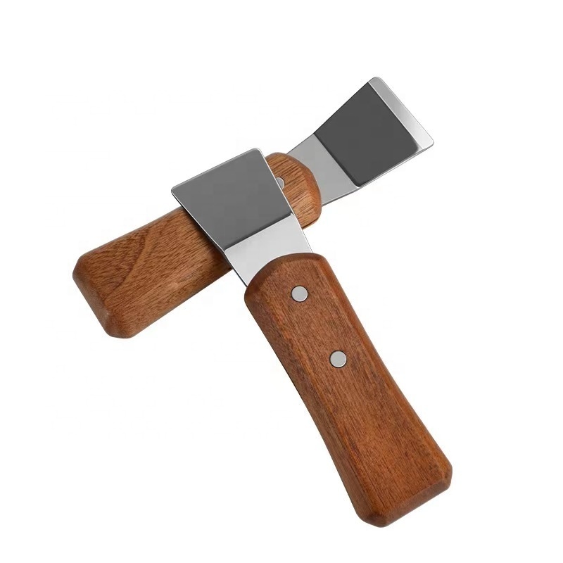 Wholesale cooker hood wooden handle stainless steel blade scraper for kitchen range hood wheel cleaning tool