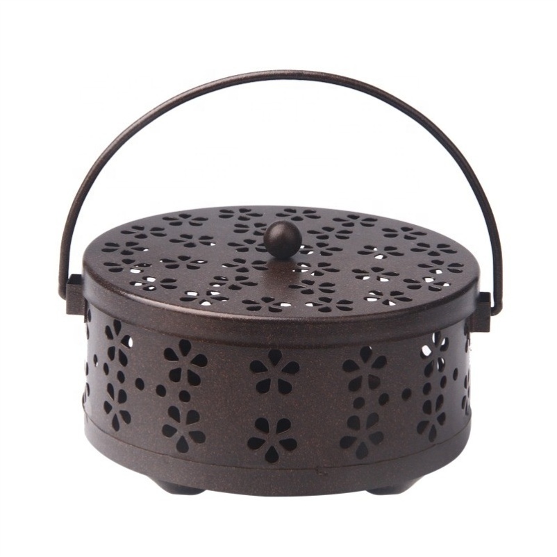 2022 Wholesale Portable Mosquito Coil Holder Retro Mosquito Incense Burner for Home and Camping With Handle