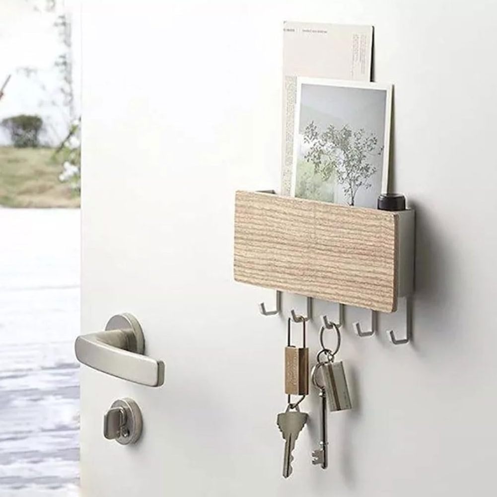 5 Hooks Wall Decorative Key Rack with Key Hooks Wall Mail Organizer for Entrances, Hallways,Offices Key Rack Organizer