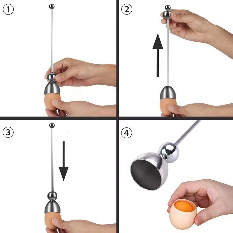 2023 Good Quality Kitchen Tool Egg Cracker Topper Stainless Steel Opener Egg Shell Cutter