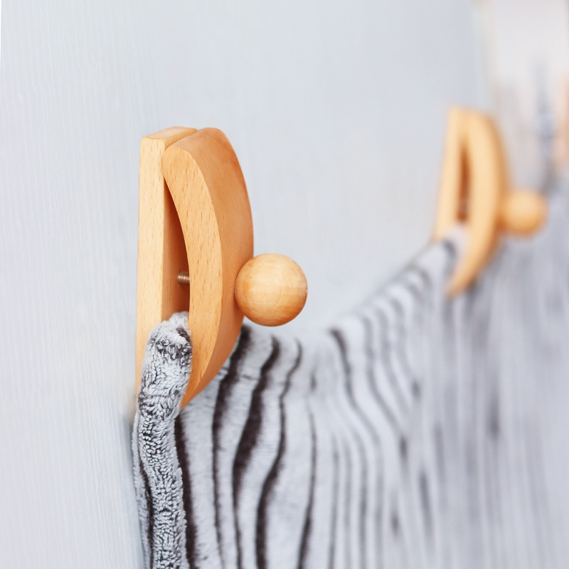 Natural Wooden Tapestry Hangers, Wooden Quilt Wall Hangers Clips with Self Adhesive and Screws