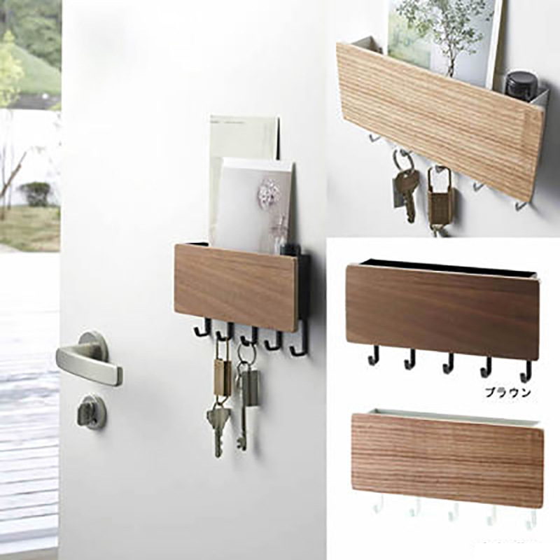 5 Hooks Wall Decorative Key Rack with Key Hooks Wall Mail Organizer for Entrances, Hallways,Offices Key Rack Organizer