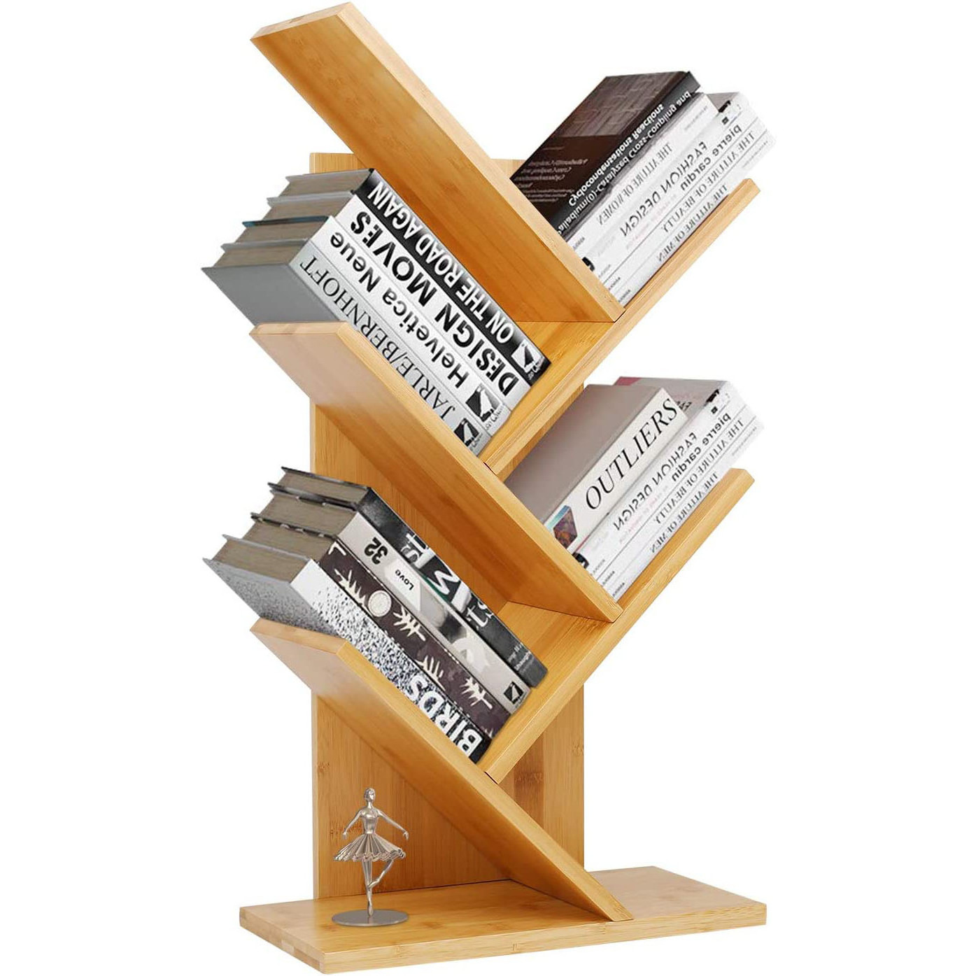 Bamboo Book Rack,Tree Bookshelf,Desktop Organizer Office Storage Rack