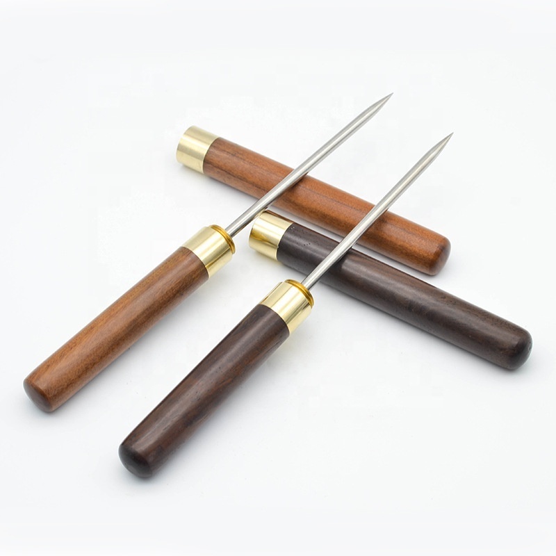 Wholesale Good Quality Multi Size Bar Professional Tool Wooden Handle Stainless Steel Ice Pick Ice Chisel