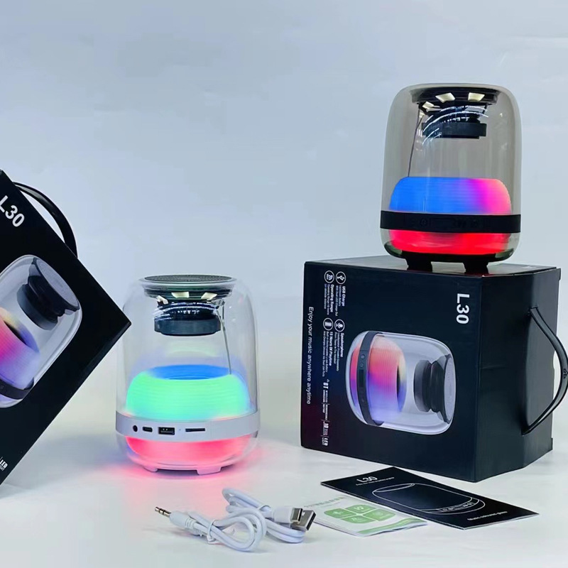 wholesale RGB Flash light 5W/15W powerful empty fullbody transparent wireless speaker box