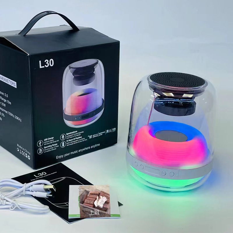 wholesale RGB Flash light 5W/15W powerful empty fullbody transparent wireless speaker box