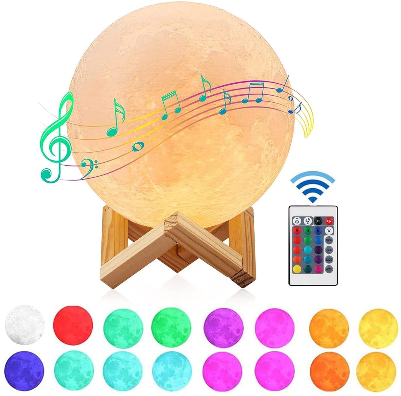 Moon Lamp Kids Night Light Galaxy Lamp 5.9 inch 16 Colors LED 3D Star Moon Light Wireless Speaker with Remote Controller