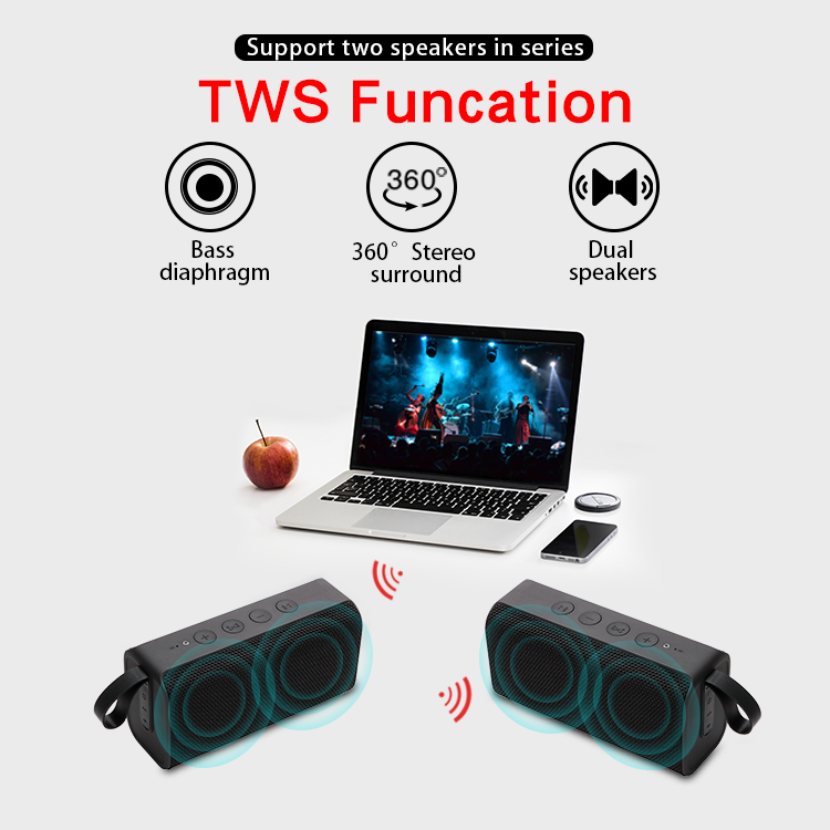 Factory Wholesale 2200MAH TWS Wireless Bocina Portatil outdoor Bluetooth BT Speaker