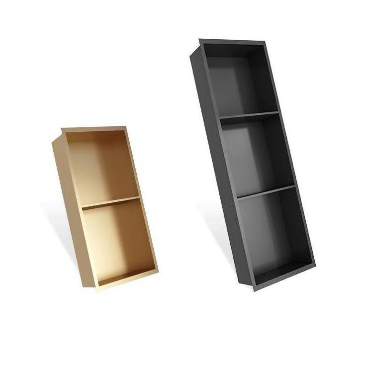 High Quality Bathroom Matte Gold Black 304 Stainless Steel Waterproof Shower Room Shelf Single Double Recess Shower Niche