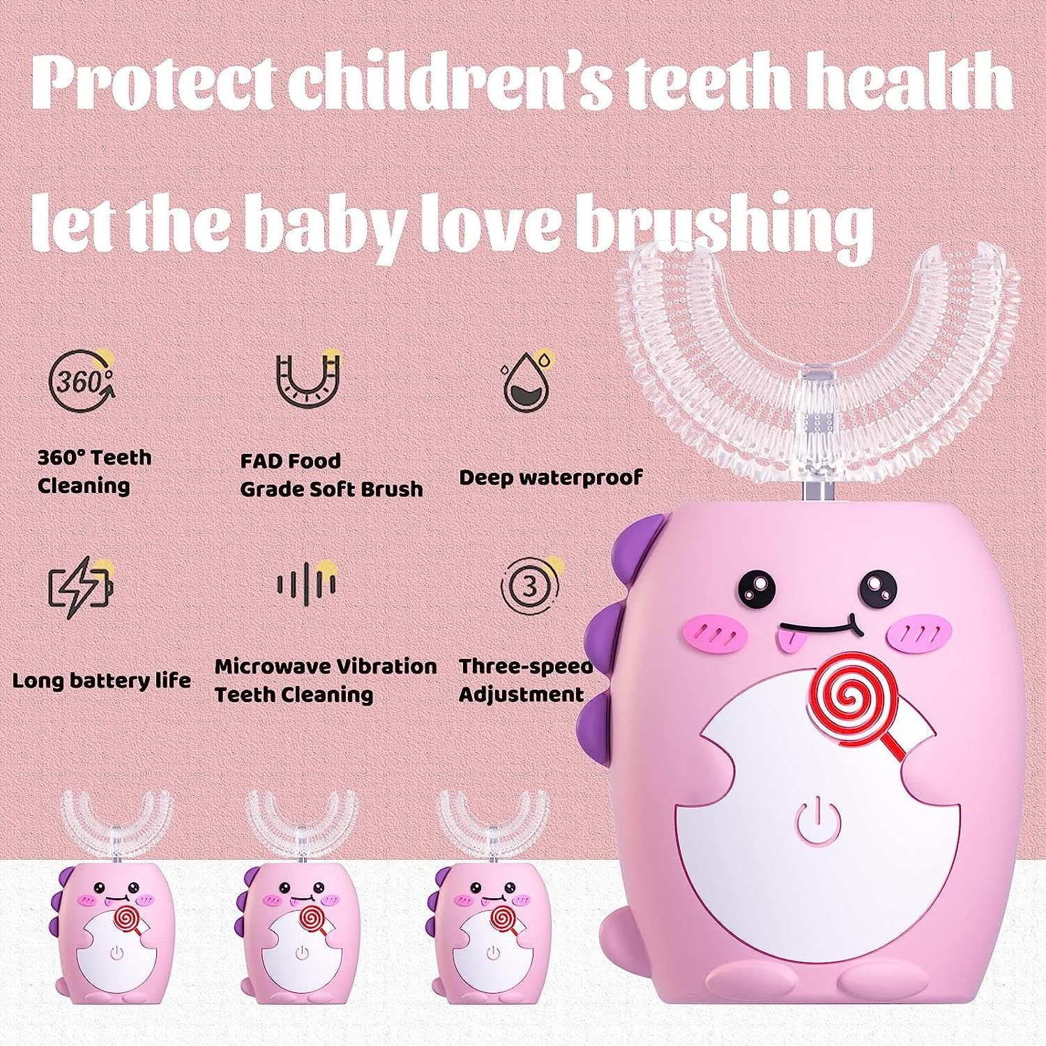 U Type Mini Children Electric Tooth Brush Built-in Songs Mucicial Quick Brushing U Shape kids Toothbrush