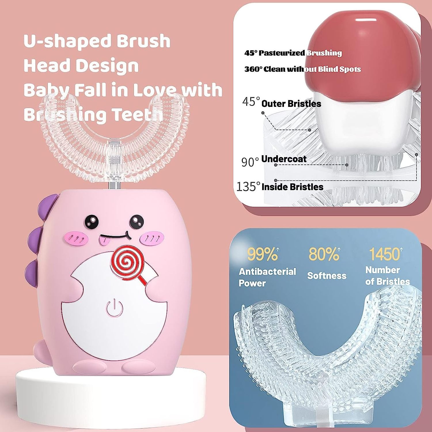 U Type Mini Children Electric Tooth Brush Built-in Songs Mucicial Quick Brushing U Shape kids Toothbrush